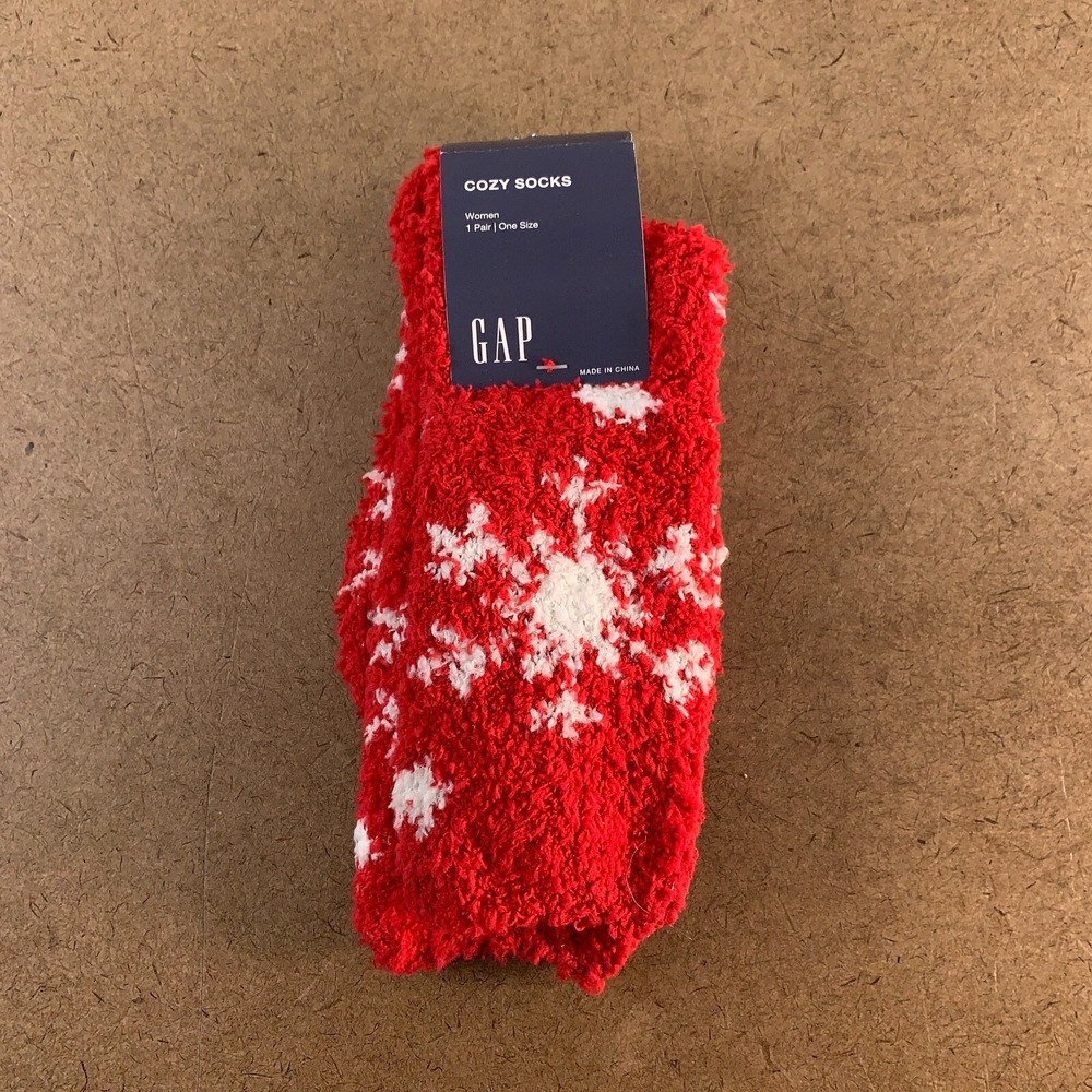 GAP Women's One Size Red‎ Snowflake Cozy Crew Socks 1 Pair NWT